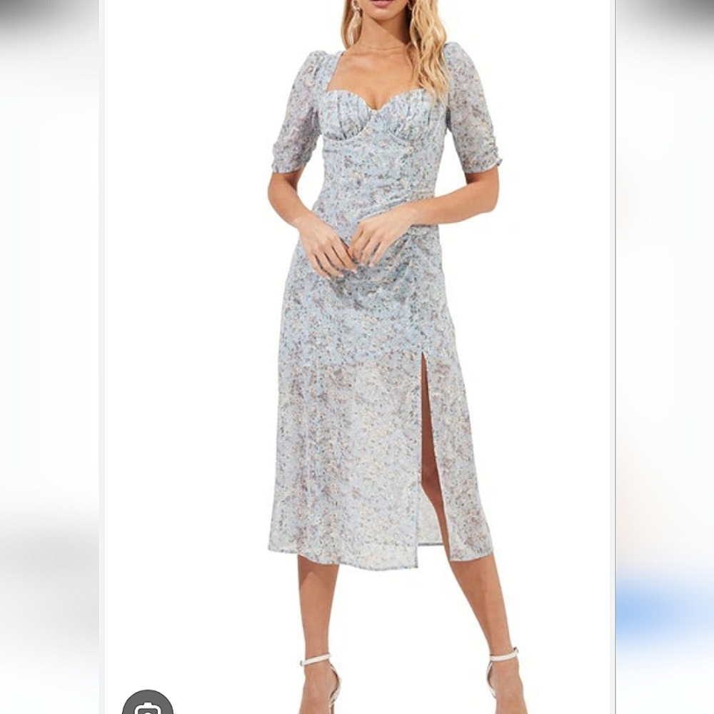 Astr Blue Floral Midi Dress